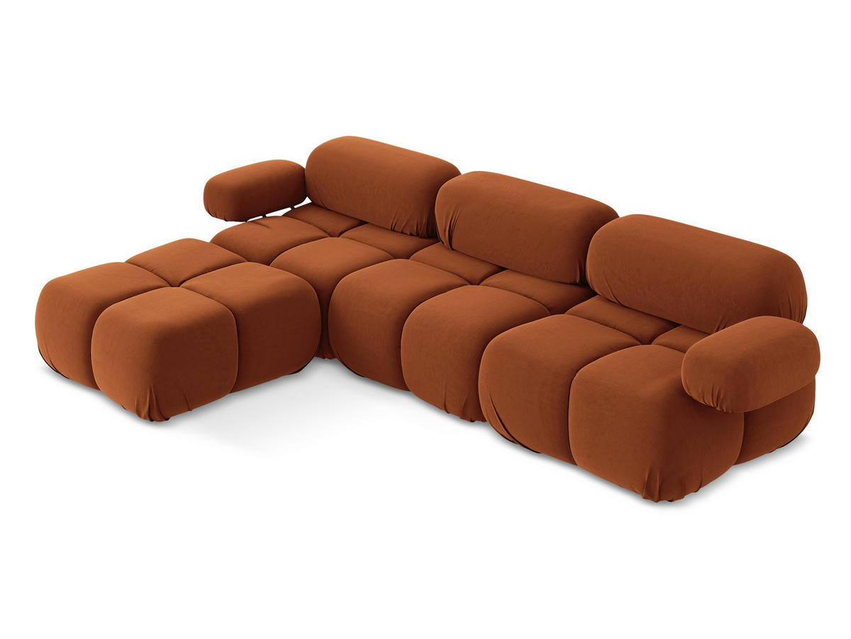ECKSOFA Beidseitig Samt Stoff Orange - Beige/Terra cotta, Kunststoff/Textil (285/191cm) - Makamii