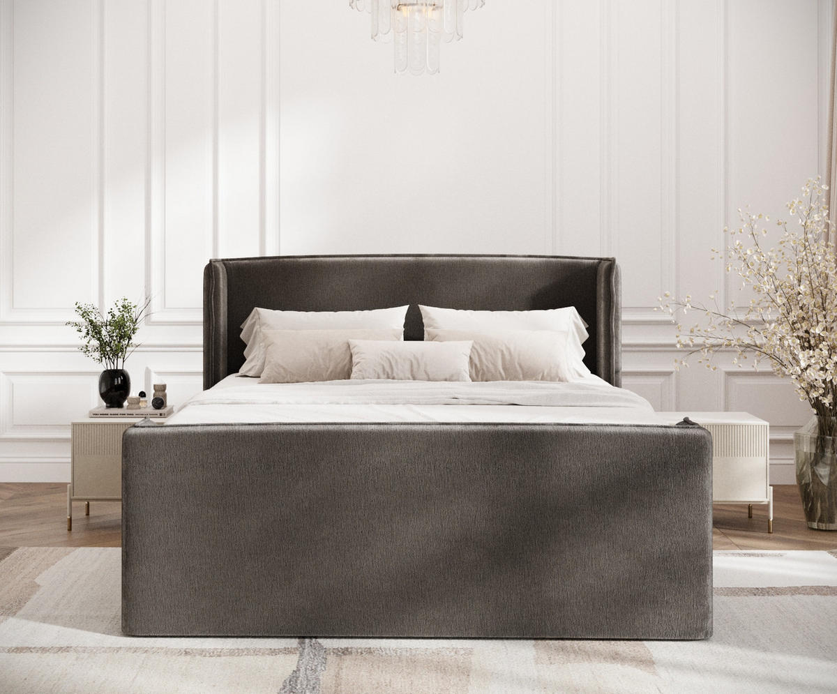 BOXSPRINGBETT Freeland Dunkebraun 180/200 cm mit Matratze und Topper - Dunkelbraun/Schwarz, Holz/Holzwerkstoff (180/200cm) - Maison de Reve