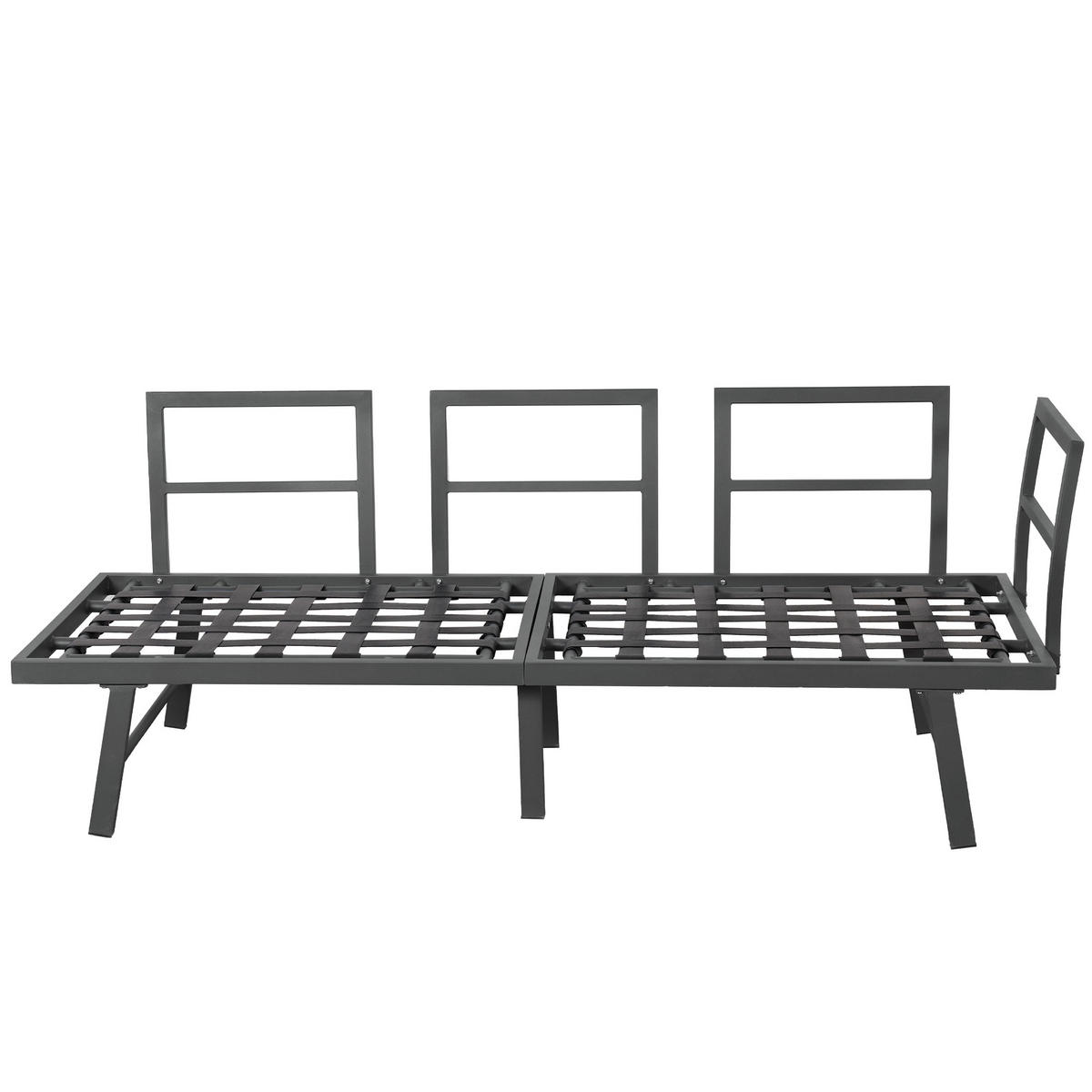 LOUNGESET 5-6 Personen Grau 2x 3-Sitzer 1 Tisch - Grau, Metall - FLIEKS