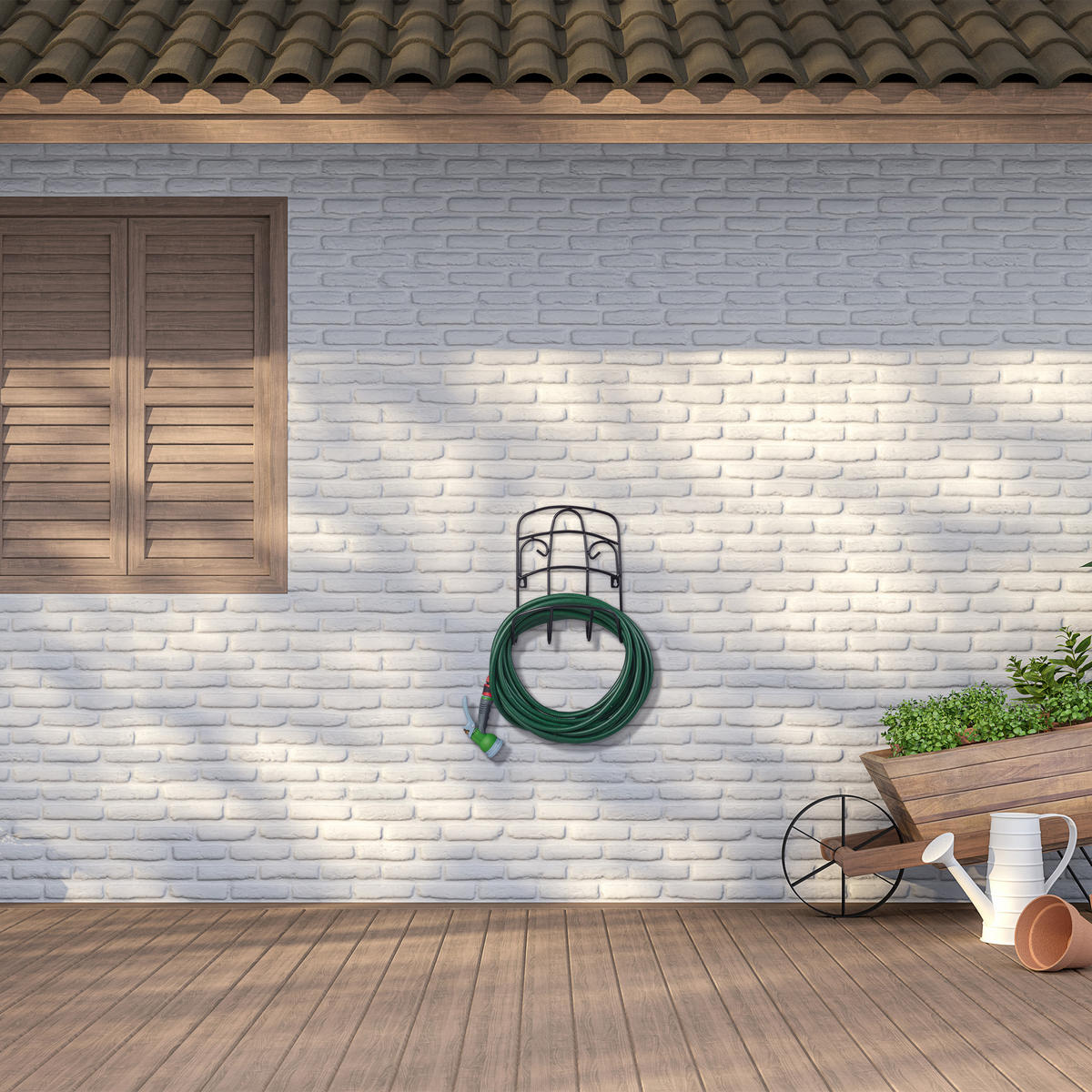 SCHLAUCHHALTER - Schwarz, Metall (30/38/16cm) - Relaxdays