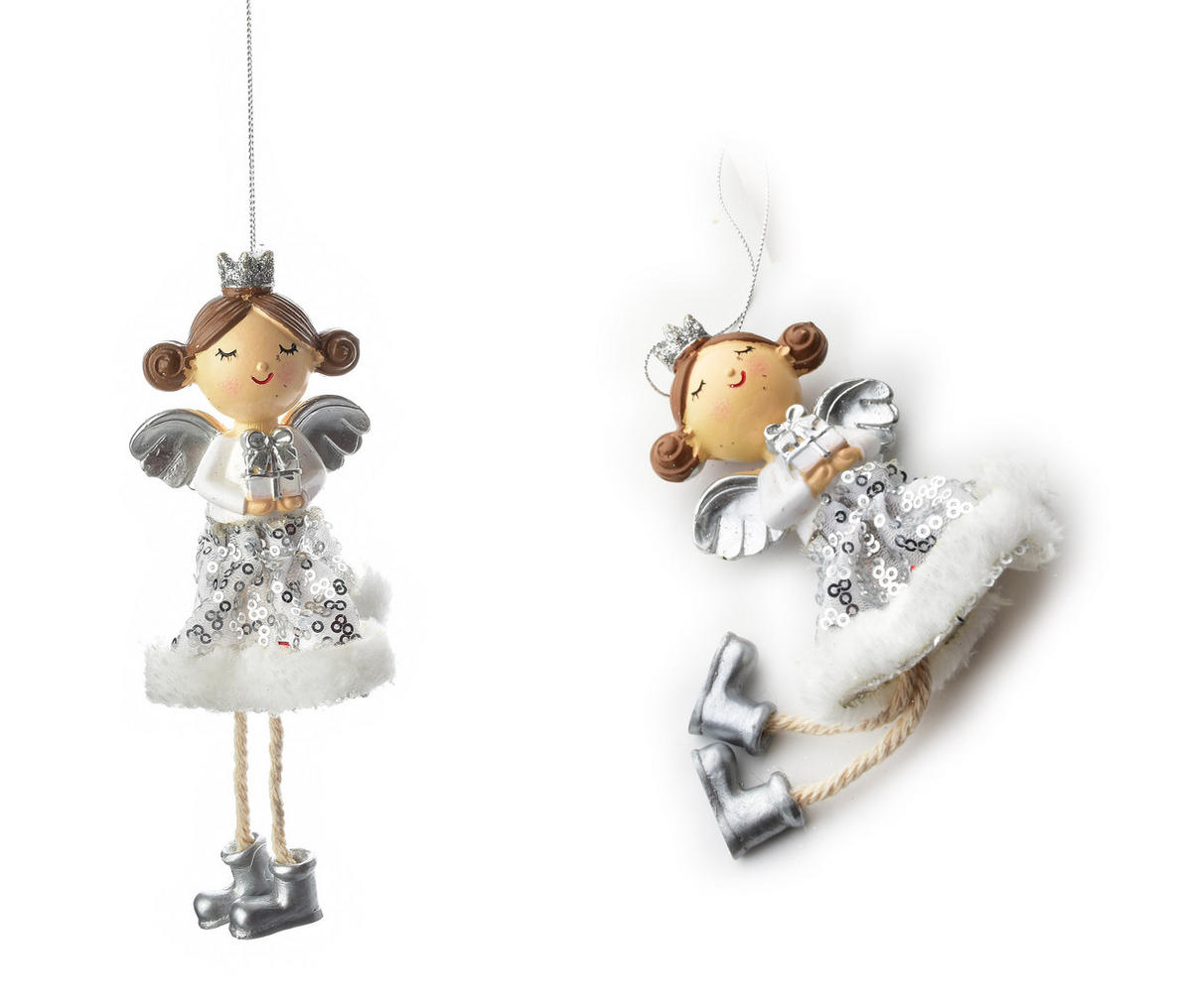CHRISTBAUMKUGEL Santa Lila Silber 18/7/18 cm Kunstoff - Silberfarben, Kunststoff (7/18/18cm) - Mondex