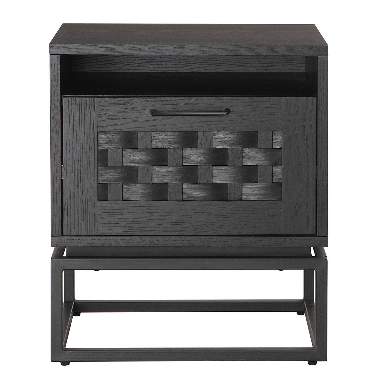 NACHTKOMMODE - Holzwerkstoff / Metall - Schwarz, Holzwerkstoff/Metall (48/55/40cm) - home24