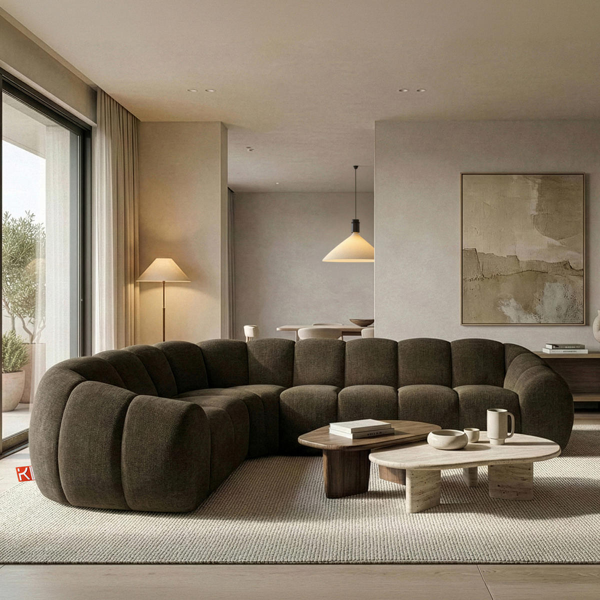 ECKSOFA LINKS FLAVA, Braun - Braun, Holz/Holzwerkstoff (310/230cm) - KONSIMO®