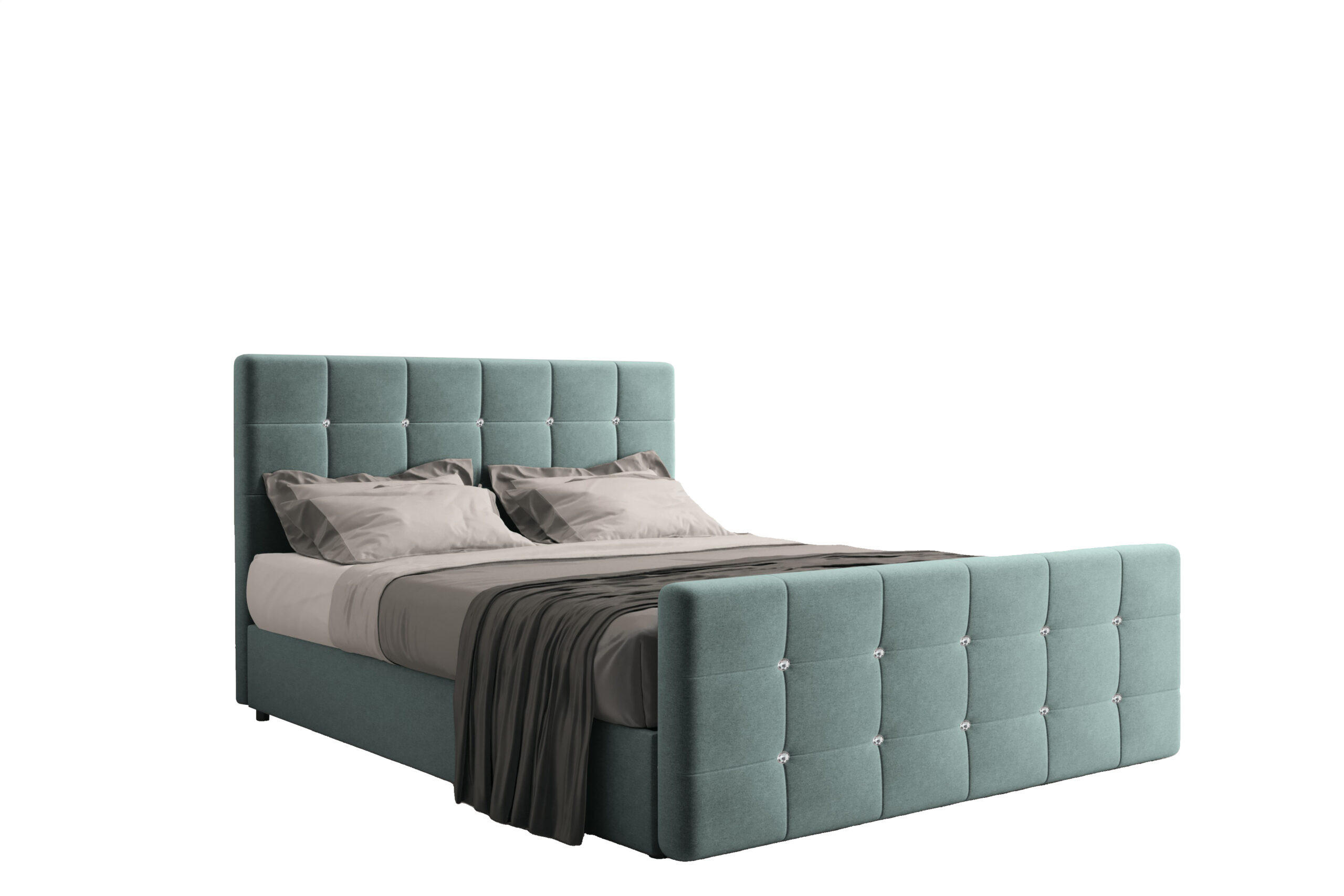 BOXBETT Mit Bettkasten Und Matratze Topper ROMA 180x200 cm Mintz H2-Pocket - Dunkelblau/Mintgrün, Holz/Holzwerkstoff (180/200cm) - Kaiser Möbel