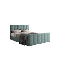 BOXBETT Mit Bettkasten Und Matratze Topper ROMA 180x200 cm Mintz H2-Pocket - Dunkelblau/Mintgrün, Holz/Holzwerkstoff (180/200cm) - Kaiser Möbel