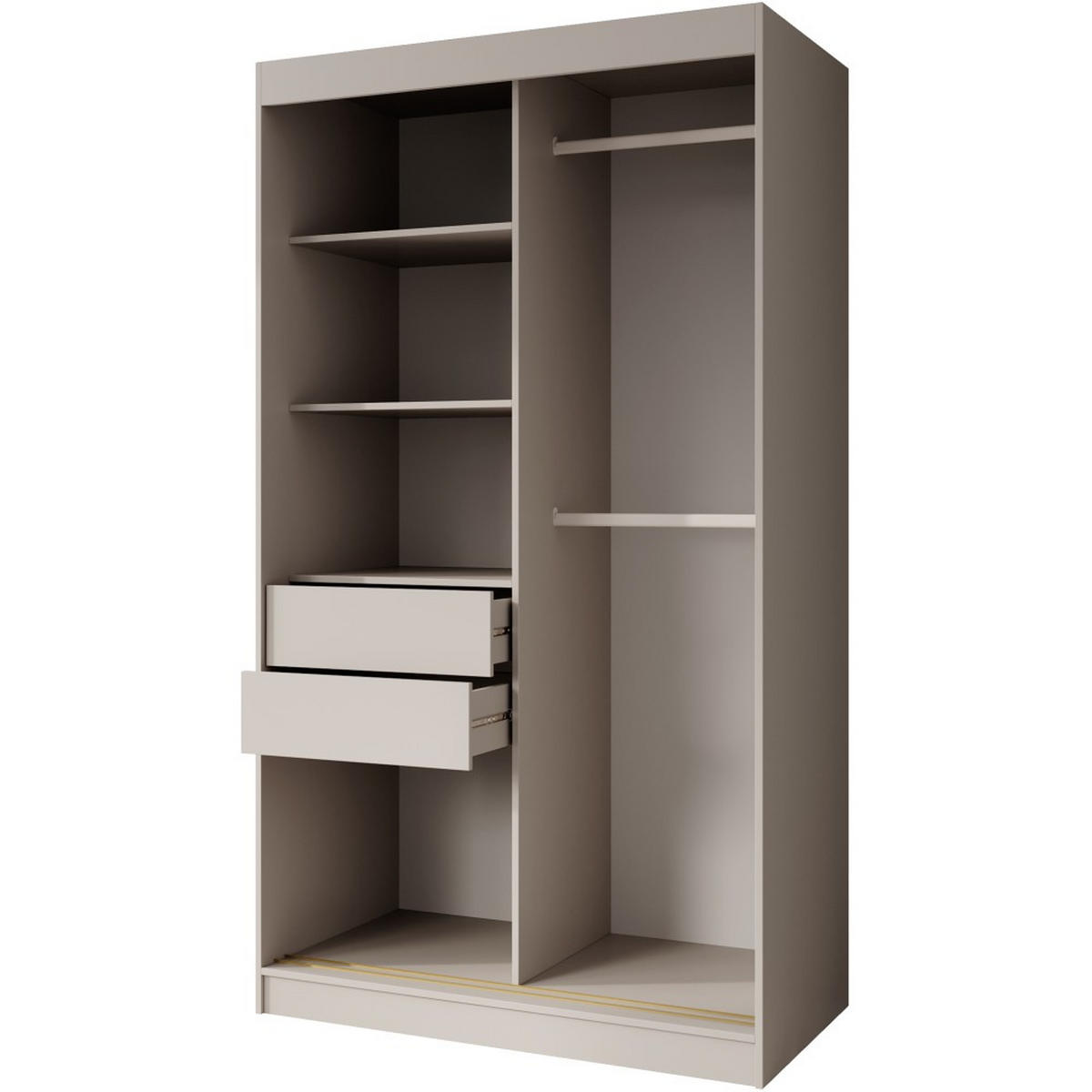 SCHWEBETÜRENSCHRANK Marika Lux, 2-Türig, mit Schubladen, Kaschmir+Gold, 120 cm - Kaschmir/Goldfarben, Holzwerkstoff (120/216/61cm) - Beautysofa