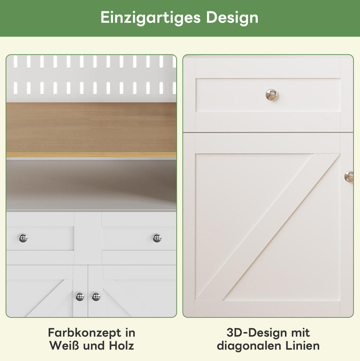 SIDEBOARD 80/40/175 cm in Weiß/Natur mit Scheunentüren und Lochwand - Weiß, Holzwerkstoff (80/175/40cm) - Flora Grace