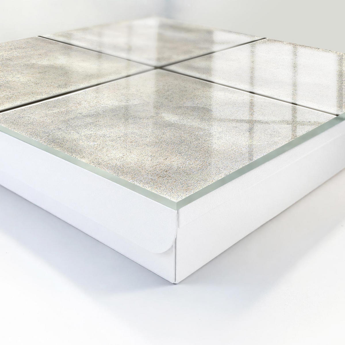 SCHLÜSSELBOX Weiß 30x30 cm – Türöffnung nach rechts - Beige Fliesen - Beige, Metall (30/30/5cm) - TULUP
