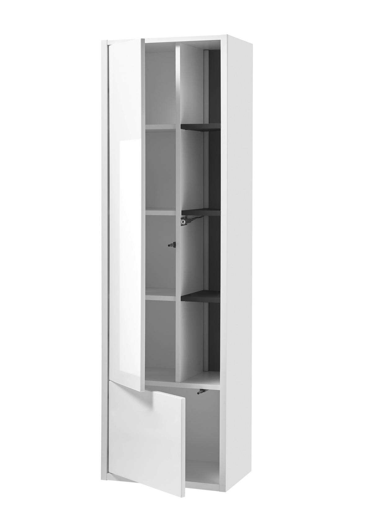 HOCHSCHRANK M20 Weiß Hochglanz & Anthrazit 80/44/45 cm - Weiß Hochglanz, Holzwerkstoff (80/44/45cm) - Livojo
