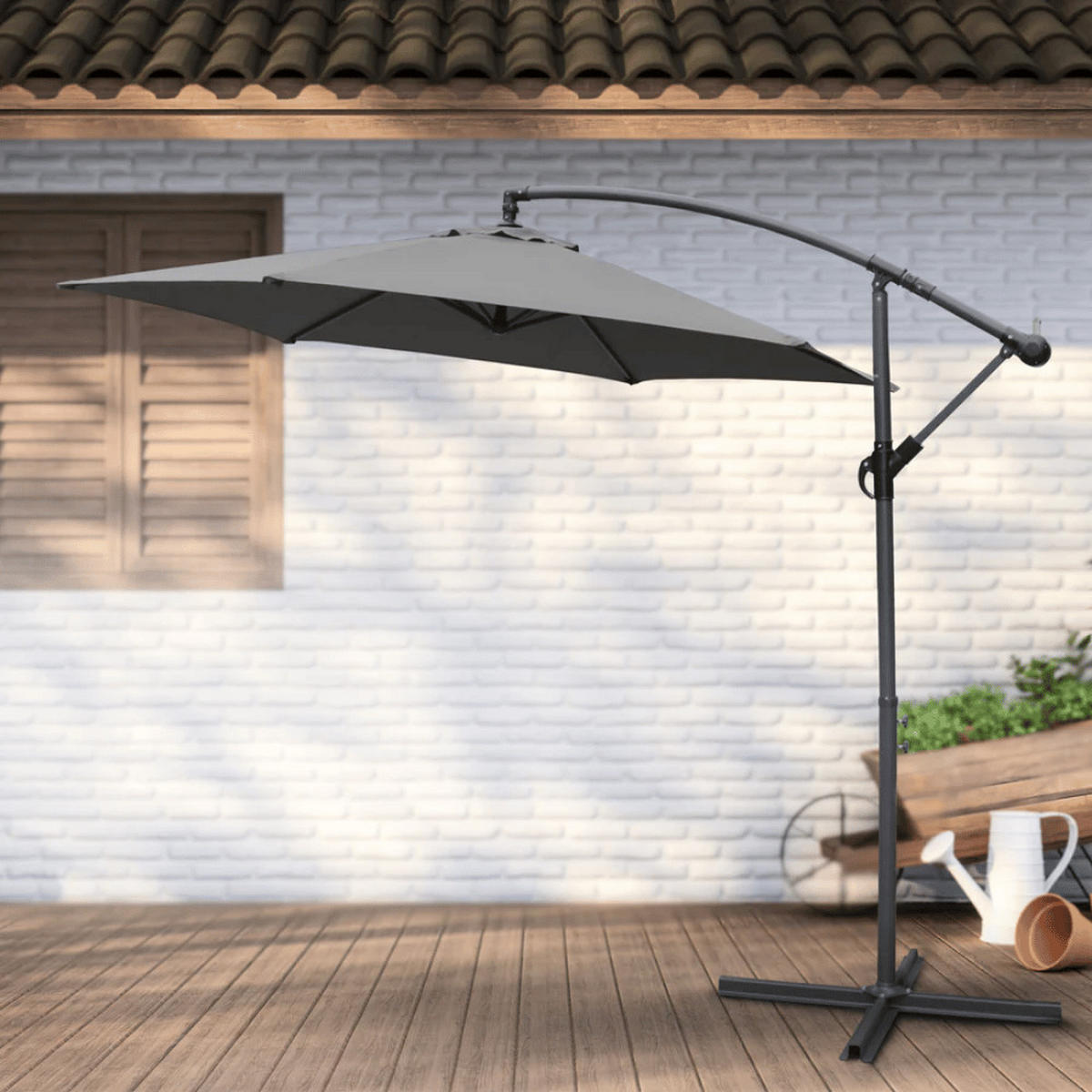 AMPELSCHIRM 270cm Wetterfest EMCO Sonnenschirm Anthrazit - Anthrazit, Kunststoff (270/270cm) - DELUKE