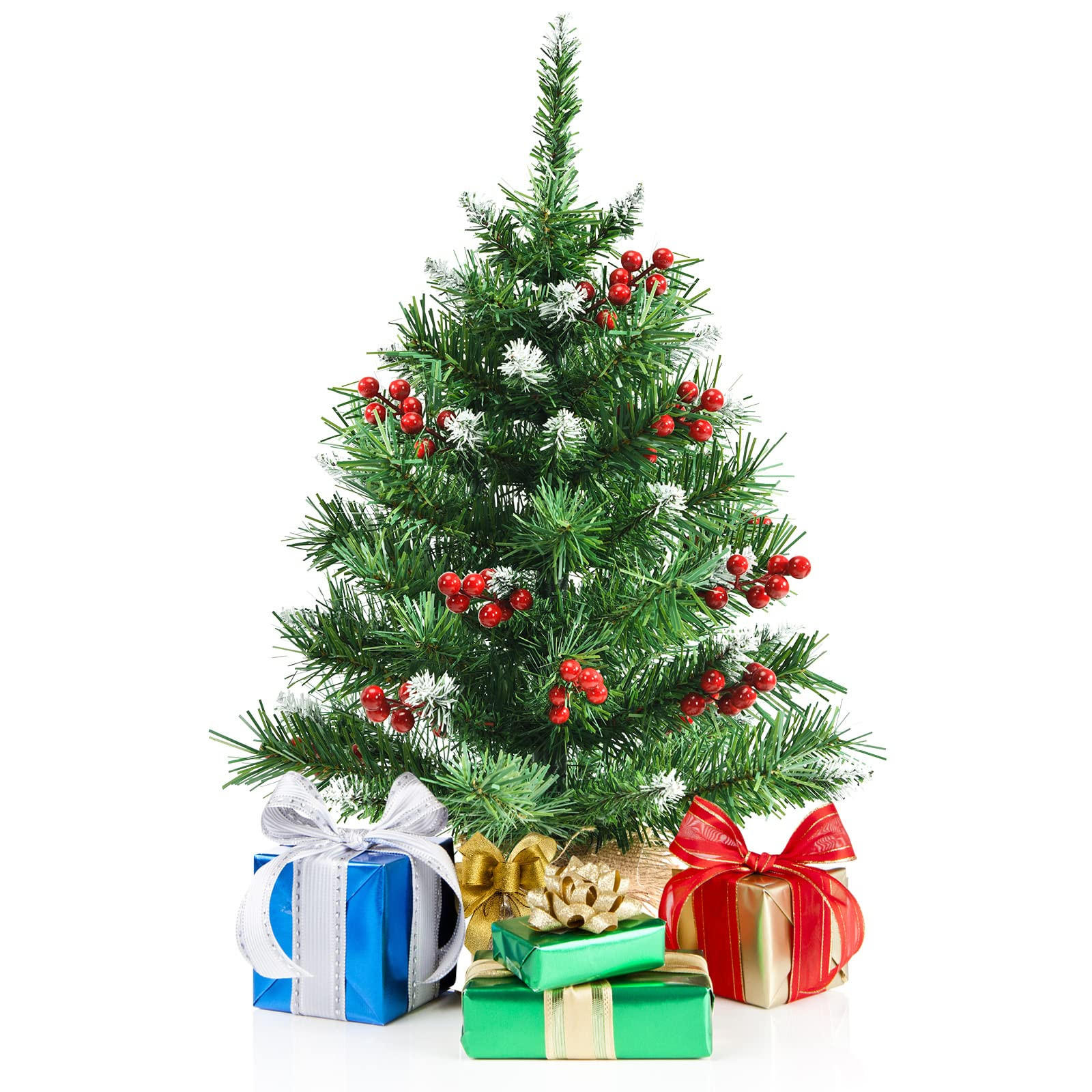 WEIHNACHTSBAUM Mini Tisch Tannenform mit Zementbasis 60 cm grün - Grün, Kunststoff (60cm) - COSTWAY