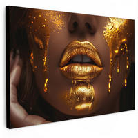 LEINWANDBILD Frau - Gold - Luxus - Porträt XXL 150x100 cm - Goldfarben, Textil (150/100cm) - MuchoWow