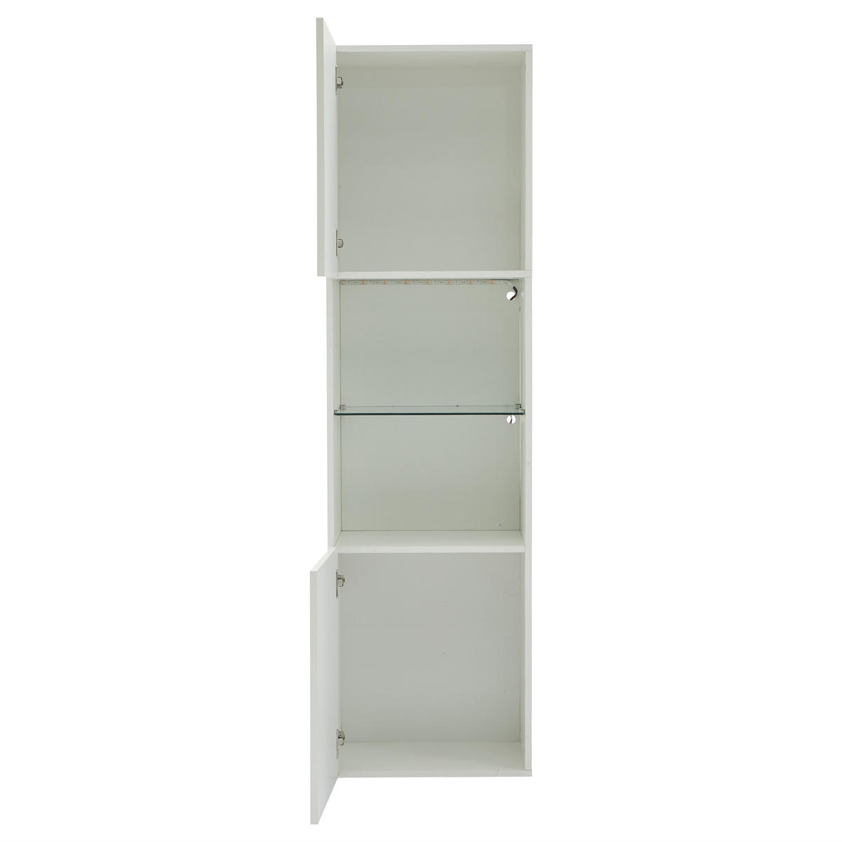 VITRINE 45x35x160 cm Weiß Hochglanz mit LED - Weiß, Holzwerkstoff (45/160/35cm) - FLIEKS