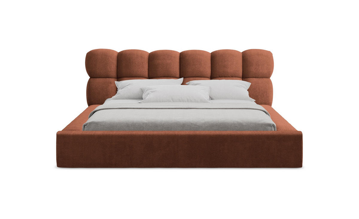 POLSTERBETT mit Bettkasten und Lattenrost 200x240 Orange - Terracotta/Schwarz, Kunststoff/Textil (160/200cm) - Makamii