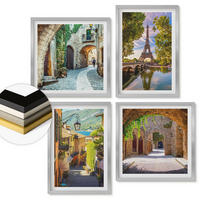 WANDBILDER 4er Set - 50x50 cm & 40x60 cm Silberner Rahmen - Eiffels Straßenarchitektur - Silberfarben, Kunststoff (50/50cm) - ArtPrintCave