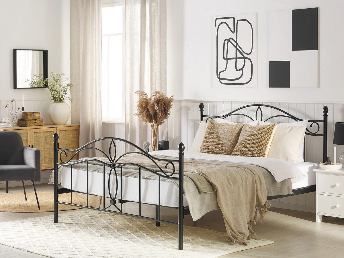 METALLBETT 140/200cm Schwarz Antlia - Schwarz, Metall (140/200cm) - Beliani