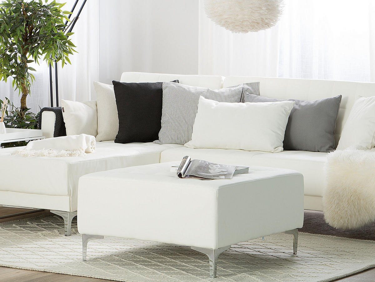 OTTOMANE Aberdeen 80/80/41 cm - Weiß, Kunststoff/Textil (80/41/80cm) - Beliani