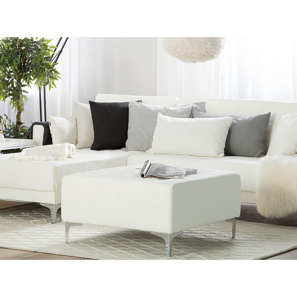 Thumbnail - Beliani Ottomane, Weiß, Textil, 1-Sitzer, Quadratisch, 80x41x80 cm, Wohnzimmer, Hocker, Sitzhocker