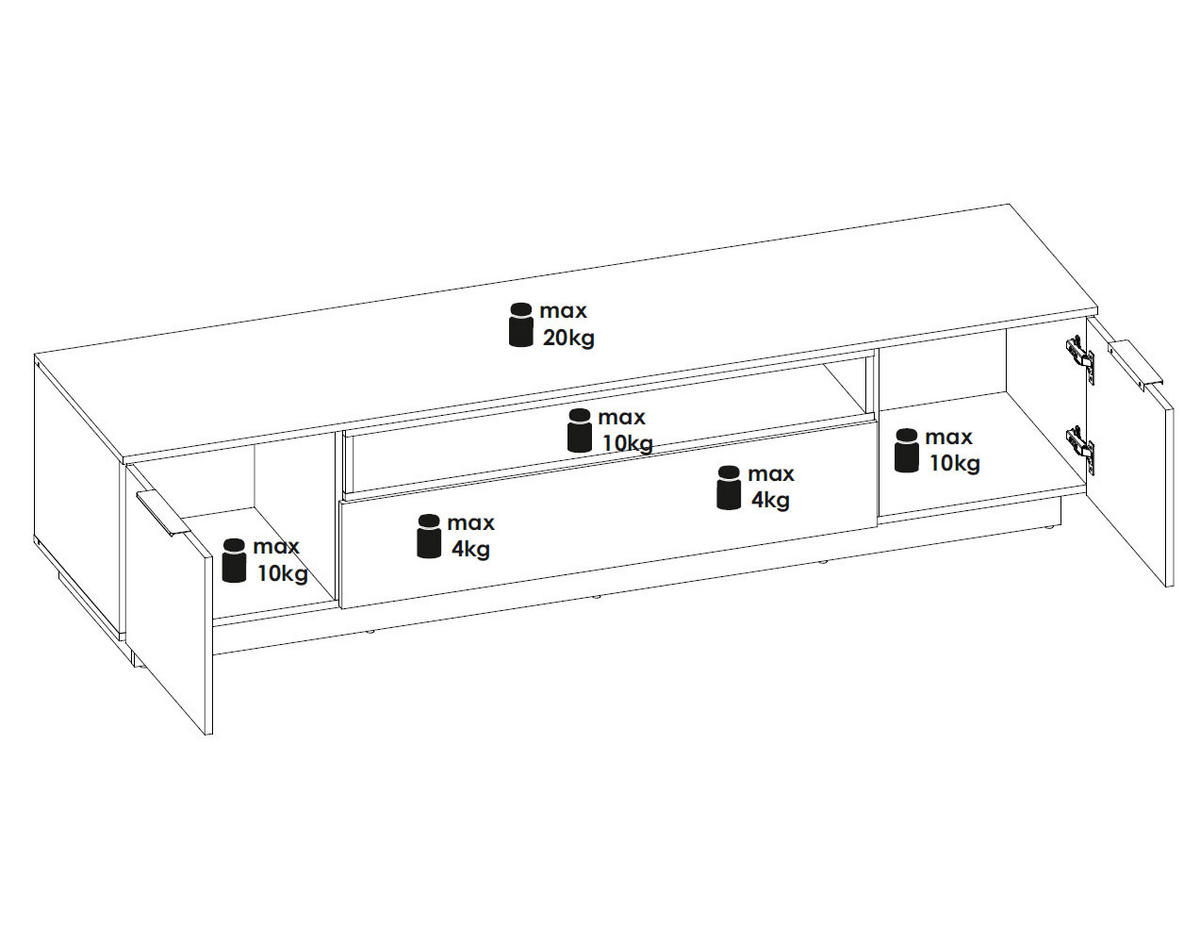 LOWBOARD Alicante Walnuss / Schwarzgrau 200 / 50 / 53,7cm - Walnussfarben/Schwarz, Holz/Holzwerkstoff (200/53.7/50cm) - Feldmann-Wohnen