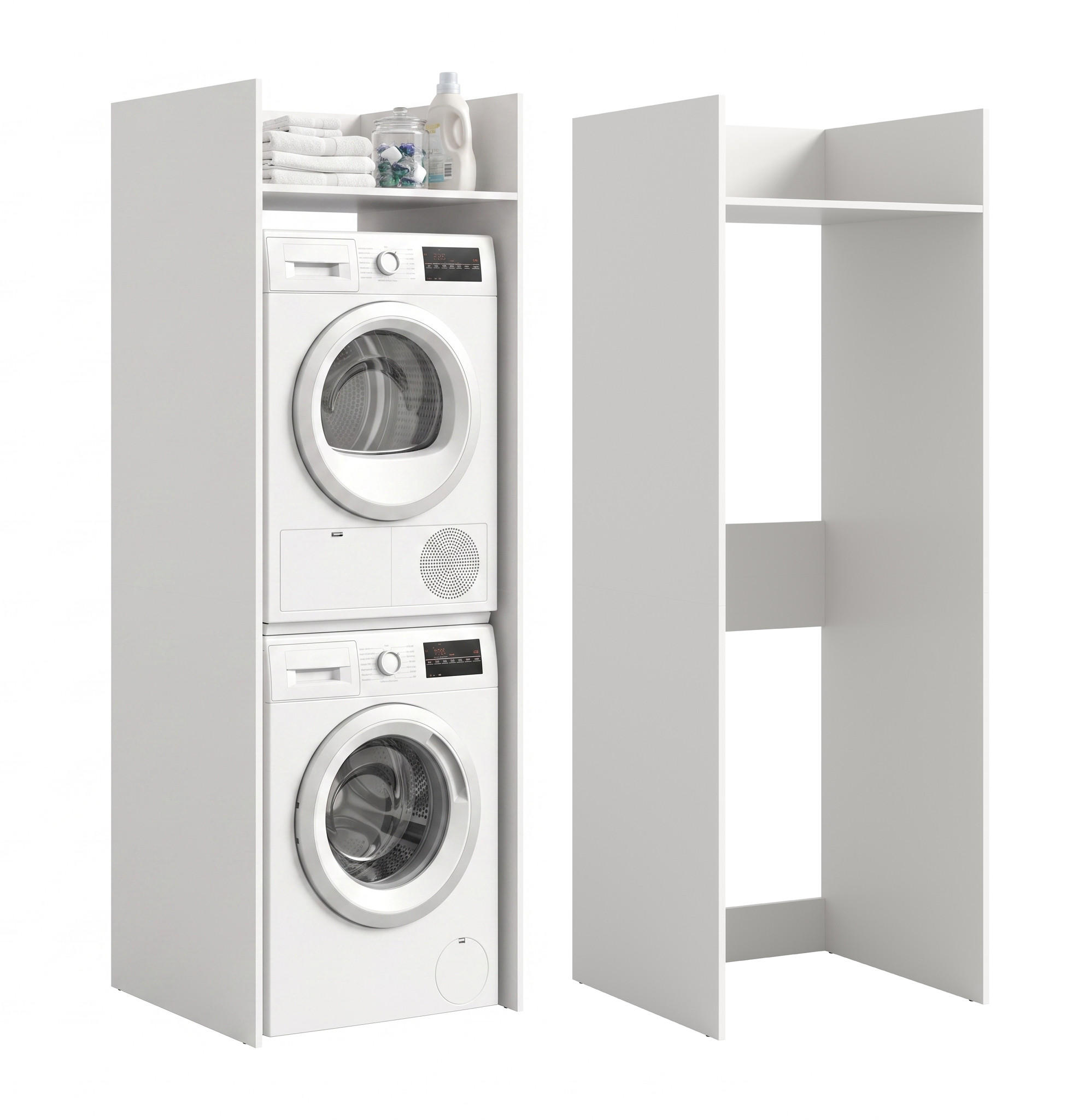 WASCHMASCHINENSCHRANK Mixx (B/H/T: ca. 66/195/66 cm) in Weiß/weiß - Weiß, Holzwerkstoff (66/195/66cm)