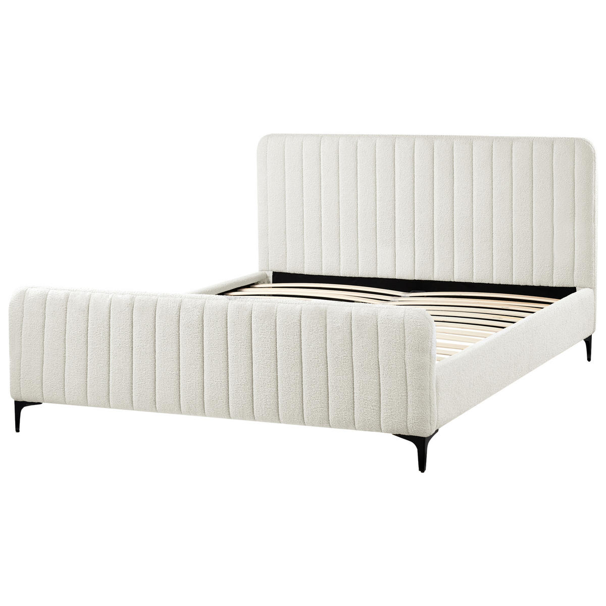 POLSTERBETT mit Lattenrost 160x200 cm Weiß Lunan - Creme, Textil (160/200cm) - Beliani