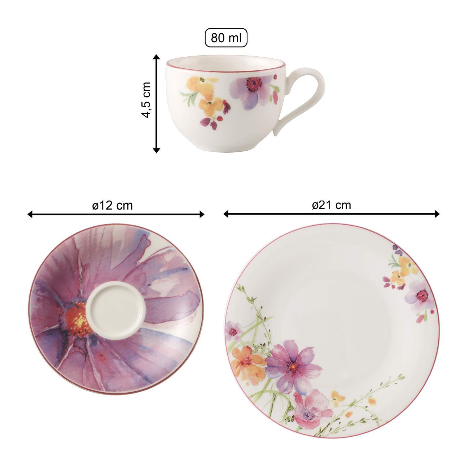ESPRESSOSERVICE Mariefleur Basic bunt 18er Set - Multicolor, Keramik (1/1/1cm) - Villeroy & Boch