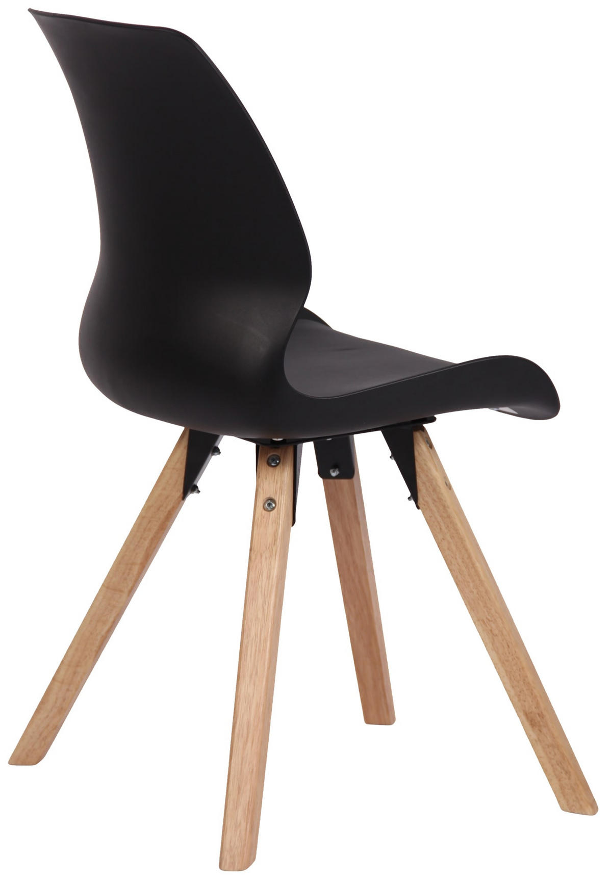 STUHL 2er Set Kunststoff schwarz - Eukalyptusholzfarben/Schwarz, Holz/Kunststoff (48/87/58cm) - CLP