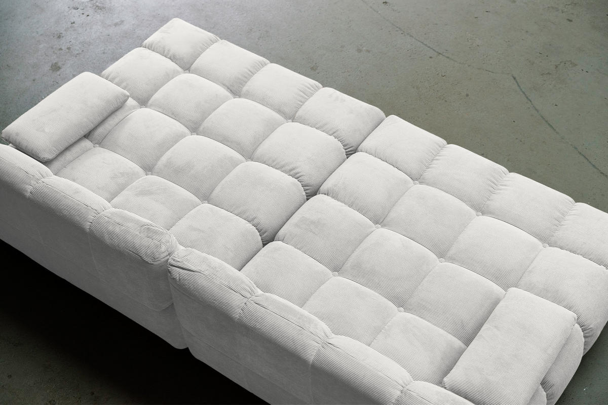 BIG SOFA VIVIEN Weiß Cord - Schwarz/Weiß, Kunststoff/Textil (296/85/178cm) - KAWOLA