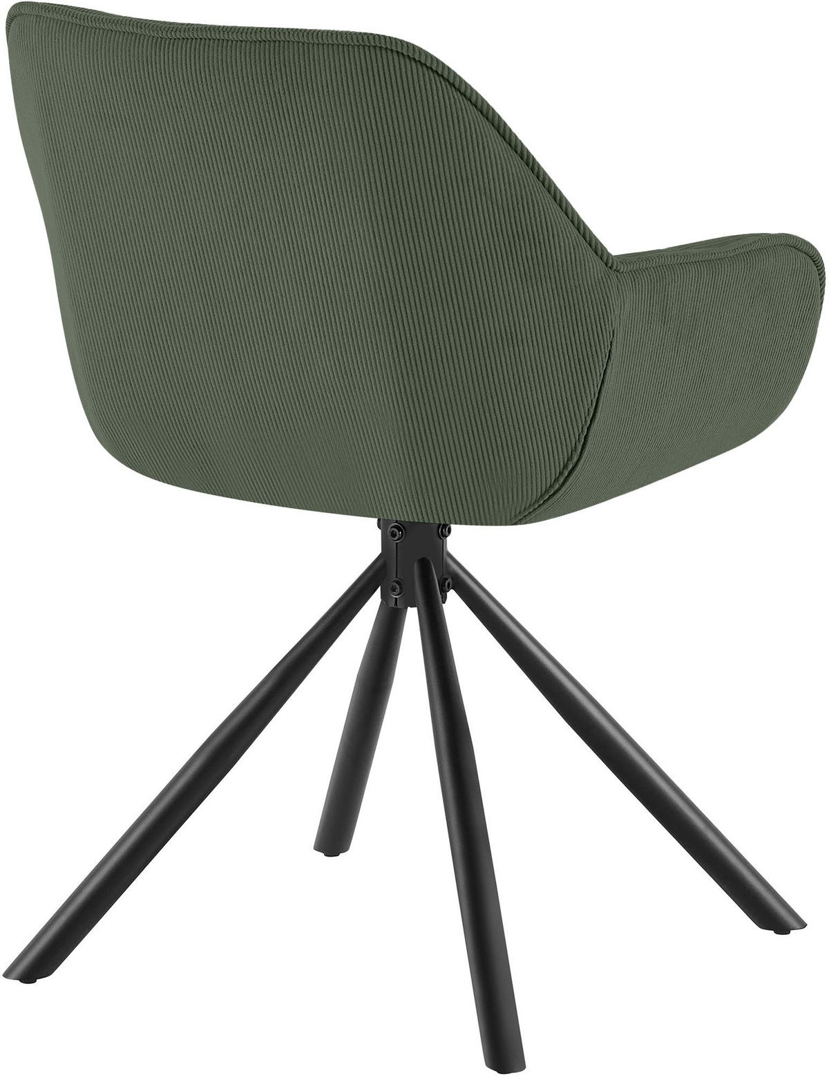 ARMLEHNENSTUHL Cord Grün - Schwarz/Grün, Textil/Metall (56/82/62cm) - CLP