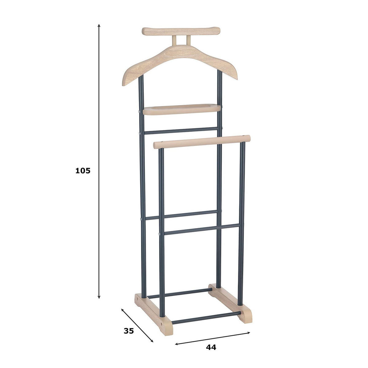 HERRENDIENER MEDINA - Schwarz/Sonoma Eiche, Metall (44/105/35cm) - CARO-Möbel