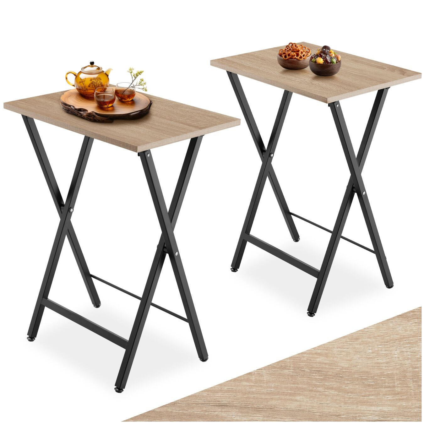 BEISTELLTISCHE 2er Set Phoenix, Industrial Holz hell, Eiche Sonoma - Naturfarben, Holzwerkstoff (48/36/66.5cm) - tectake