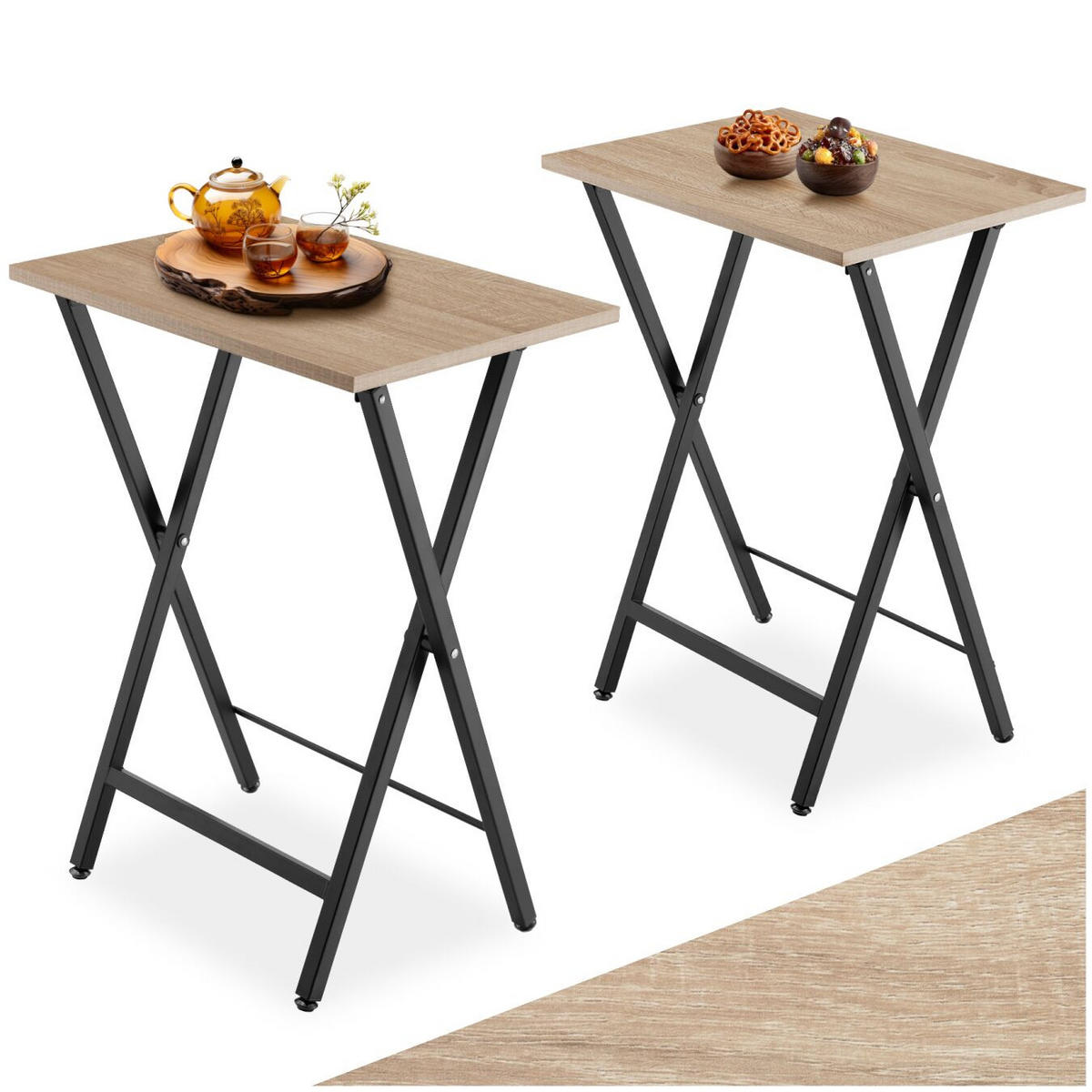 BEISTELLTISCHE 2er Set Phoenix, Industrial Holz hell, Eiche Sonoma - Naturfarben, Holzwerkstoff (48/36/66.5cm) - tectake