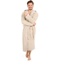 BADENMANTEL Herren L - mit gefütterter Kapuze aus 100% Baumwolle, Taupe - Taupe, Textil (Lnull) - Blumtal