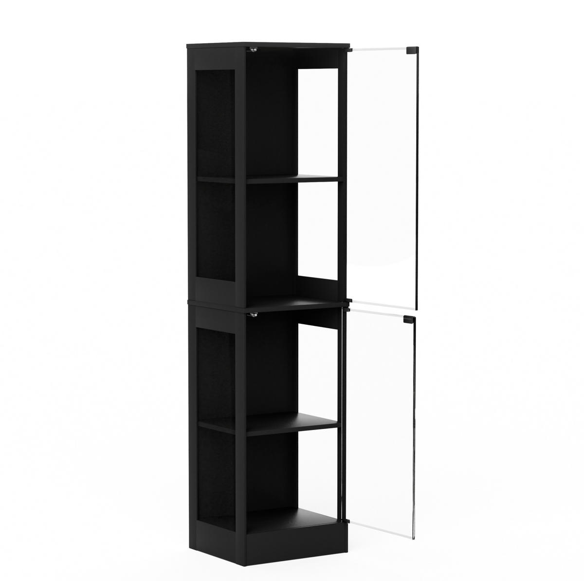 VITRINE 40/35/165 cm in Akaziefarben mit Glastüren und LED-Beleuchtung - Naturfarben, Kunststoff (40/165/35cm) - Flora Grace