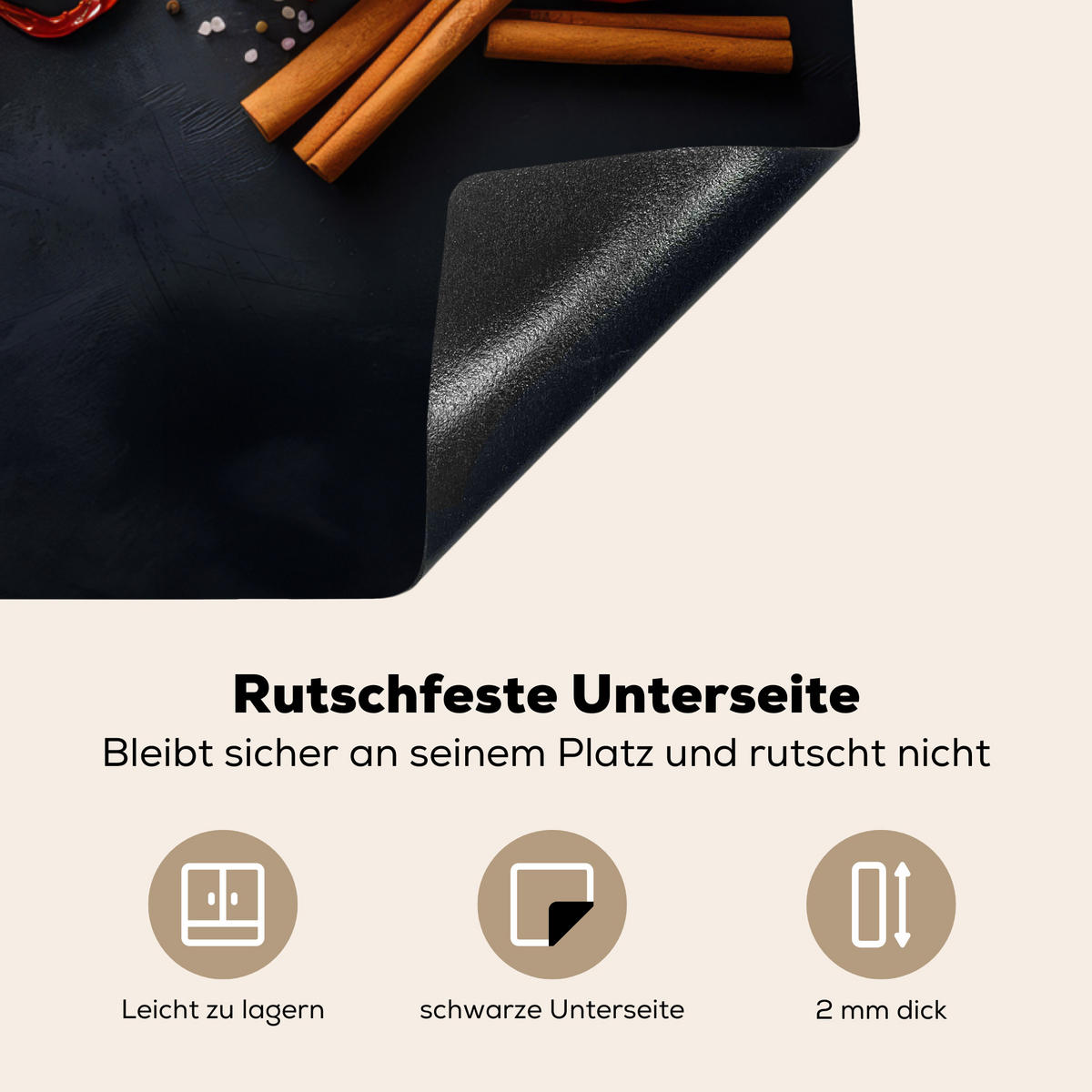 HERDABDECKPLATTE Kräuter - Gewürze - Konkrete Optik - Stilleben Induktionsmatte 77x59 cm - Multicolor, Kunststoff (77/59/0.2cm) - MuchoWow