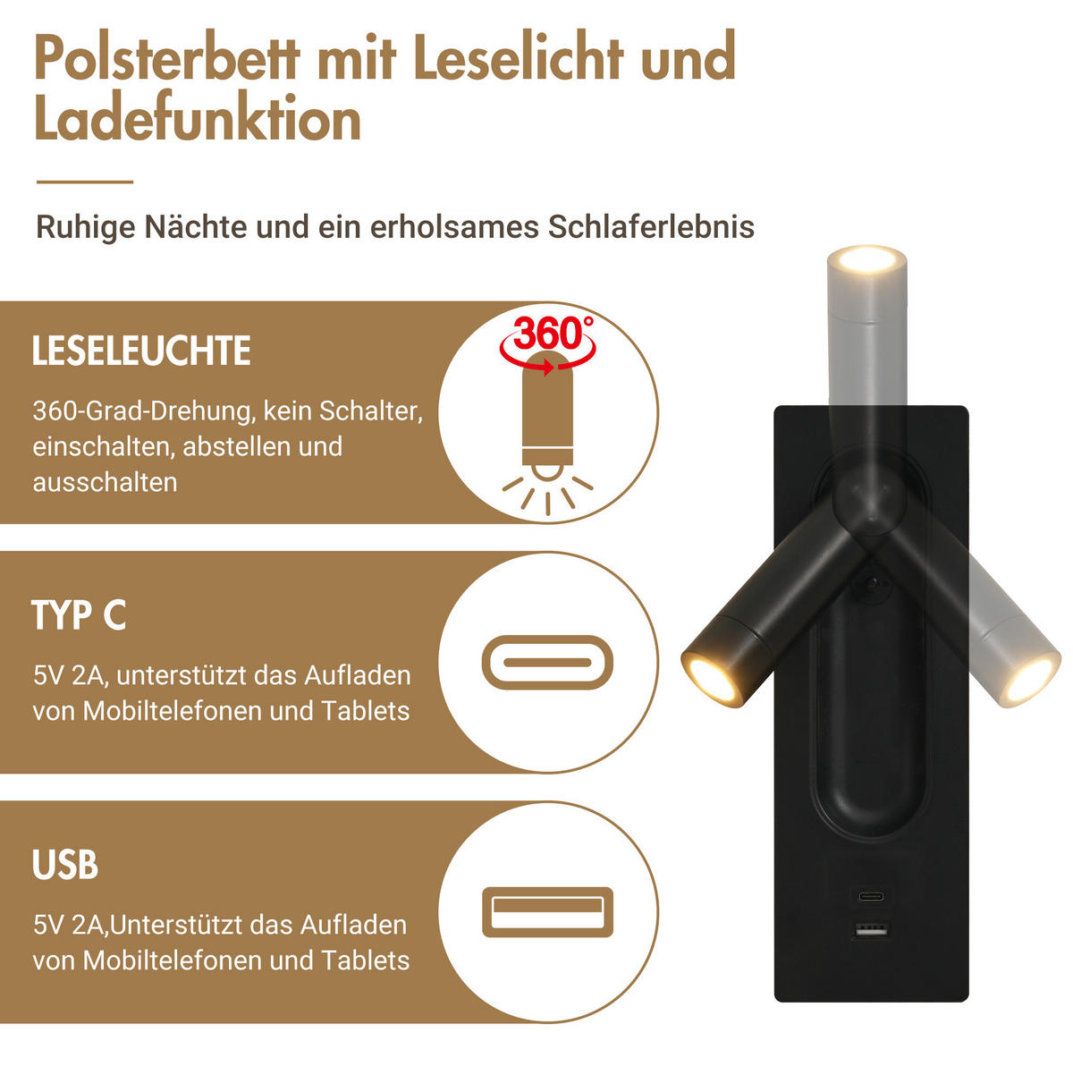 SAMT-POLSTERBETT 180/200 cm mit USB-Leselicht und 4 Schubladen in Grau - Grau, Textil (180/200cm) - BEAOK