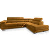 ECKSOFA SELVA R-S Gelb Velours-Stoff mit Schlaffunktion - Gelb, Holz (275/202cm) - MASSENO