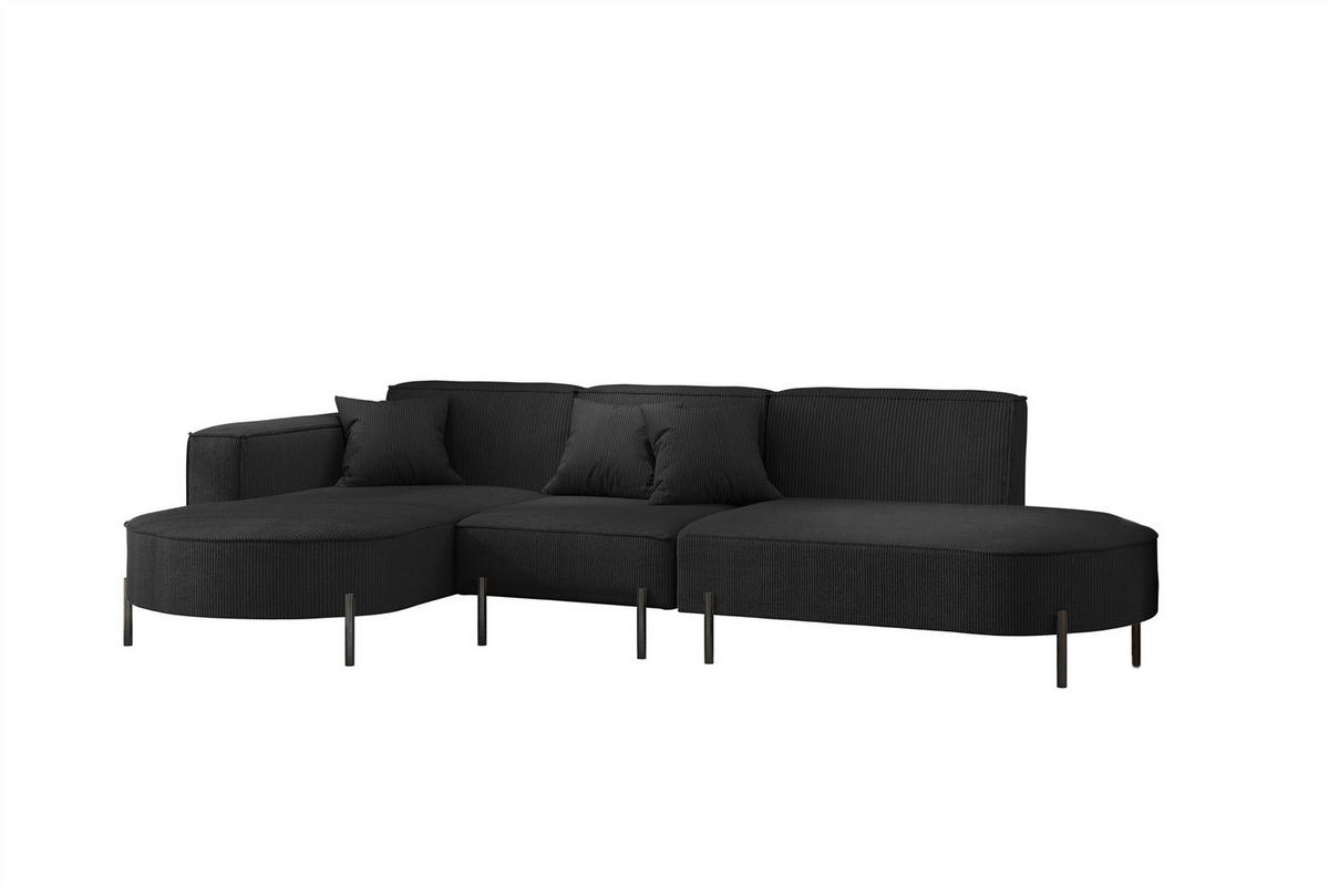 ECKSOFA Valencia - Schwarz, Holzwerkstoff/Textil (321/165cm) - Fun Möbel