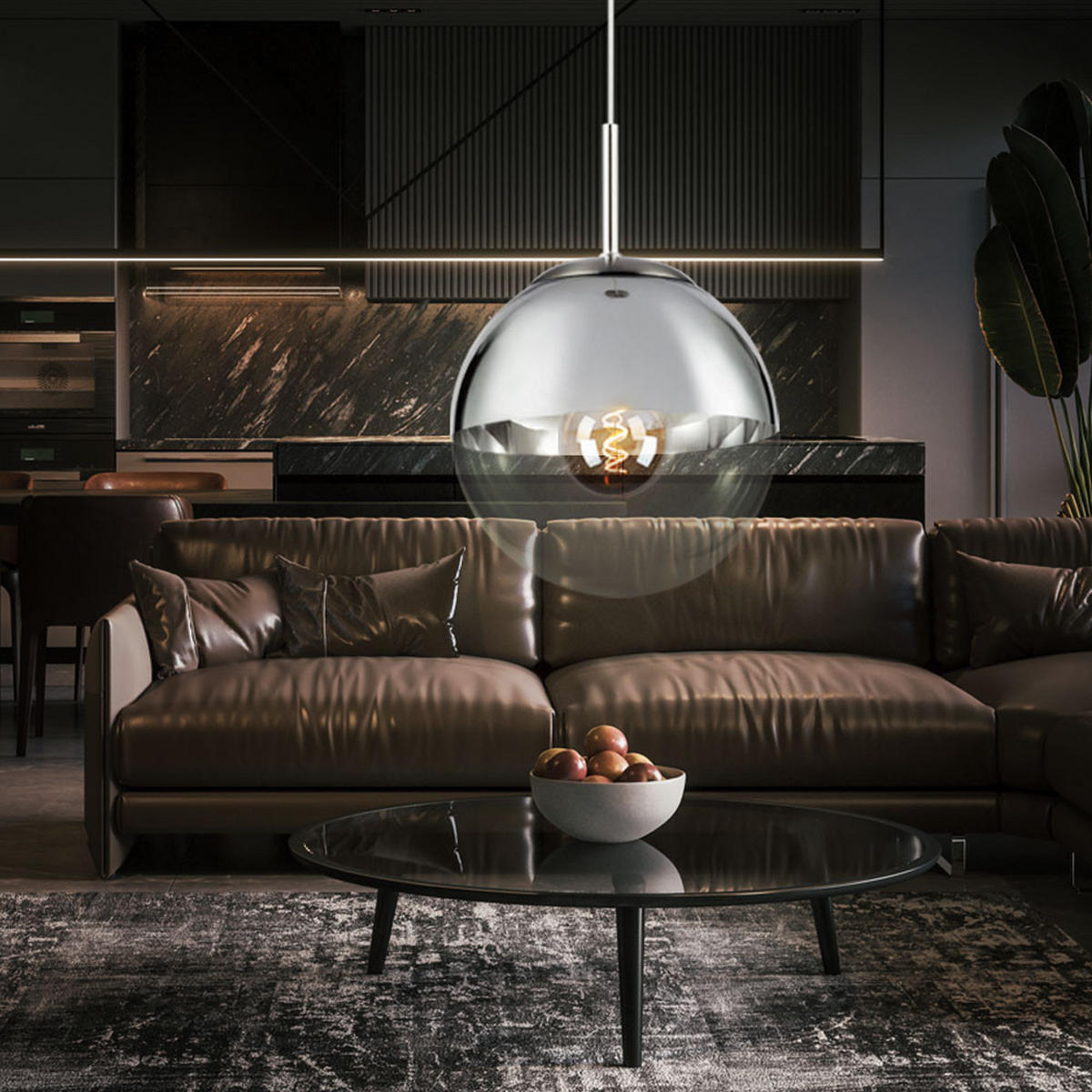 LED HÄNGELAMPE VARUS Silber Transparent - Silberfarben, Glas (30/30/120cm) - Globo Lighting