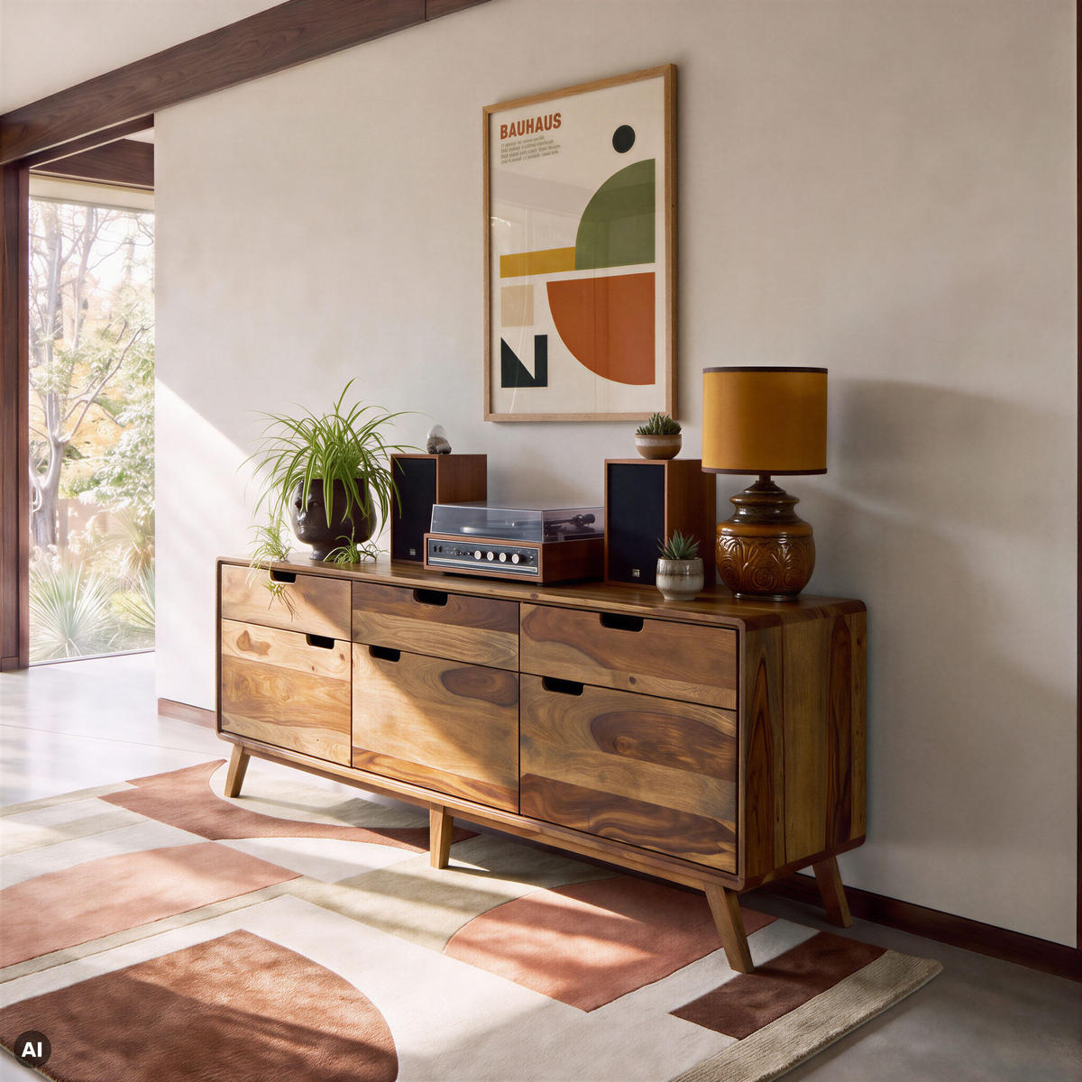 SIDEBOARD Sheesham 180x40x65 natur sandgestrahlt lackiert MALMÖ 2 #231 - Naturfarben, Holz (180/65/40cm) - Massivmoebel24