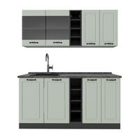 SINGLEKÜCHE R-Line, Mint Landhaus/Anthrazit, 160 cm Arbeitsplatte Anthrazit - Anthrazit/Grün, Holzwerkstoff (160/81.6/60cm) - Vicco