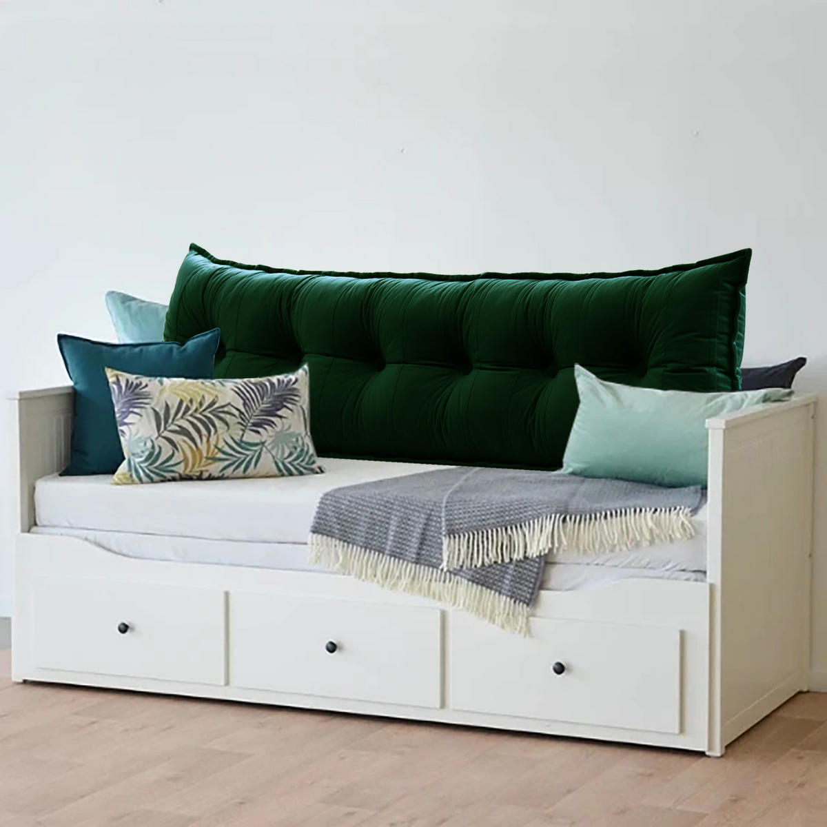 RÜCKENKISSEN Samtlook Dunkelgrün 180 cm - Dunkelgrün, Textil (45/180cm) - Vercart