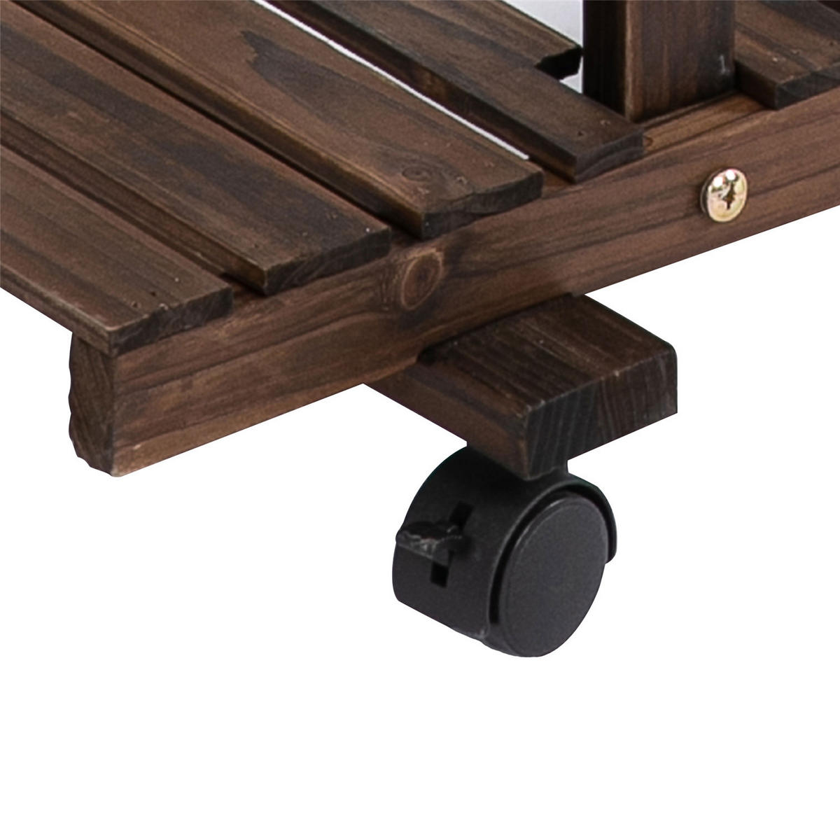 PFLANZENREGAL Massivholz 4 Ebenen Blumenregal verkohlt - Dunkelbraun, Holz (123.5/80/33cm) - Kaket