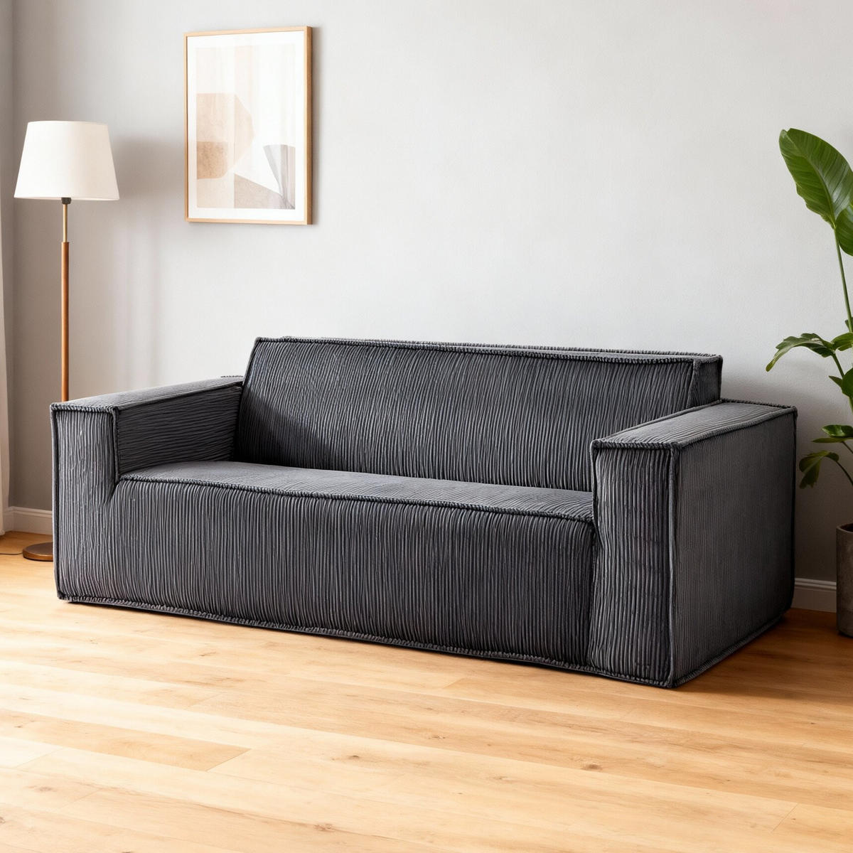 2-SITZER SOFA Cord Grau - Grau, Textil (178/70/86cm) - WISHDOR