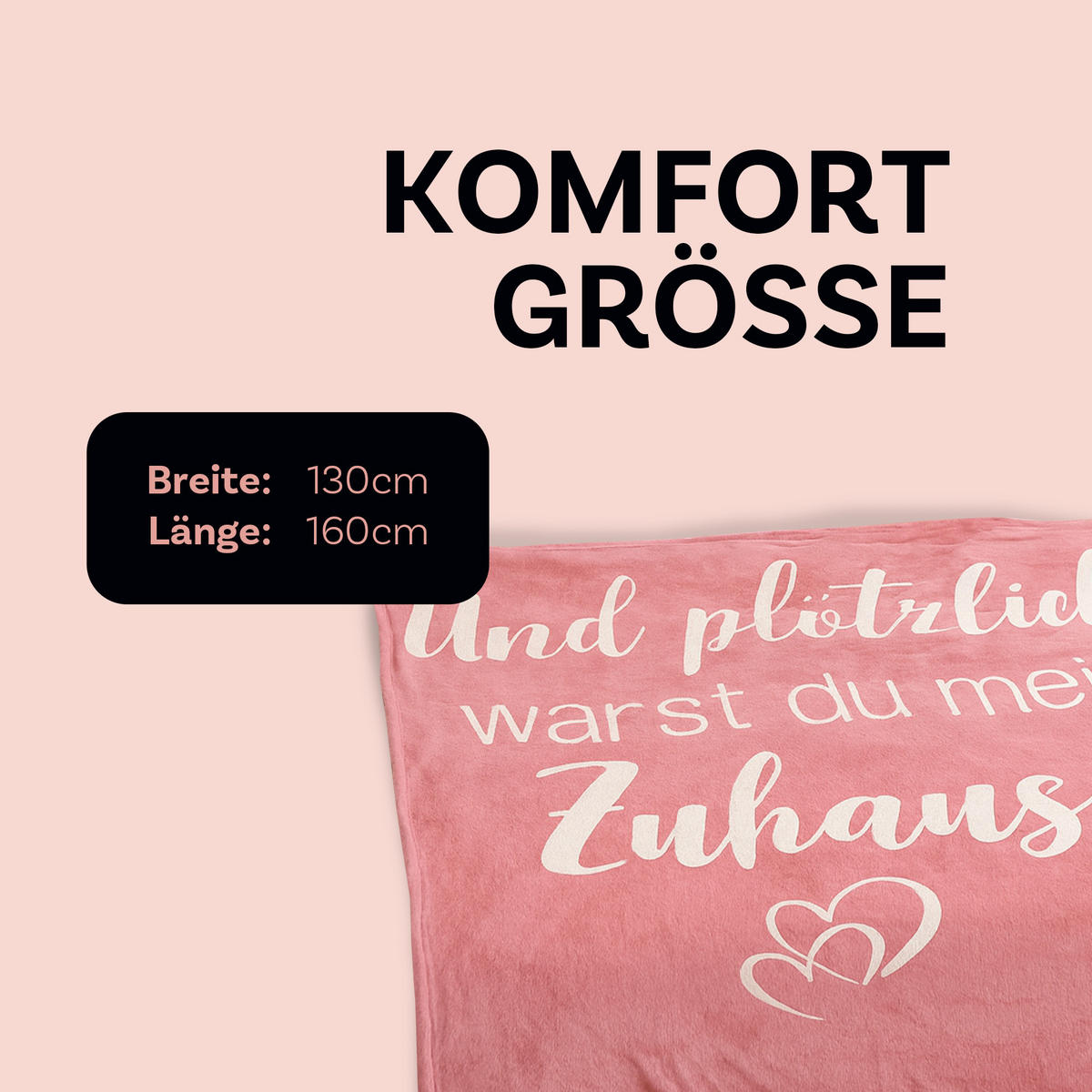 KUSCHELDECKE mit Spruch - 130x160cm Rosa - Rosa, Textil (130/160cm)