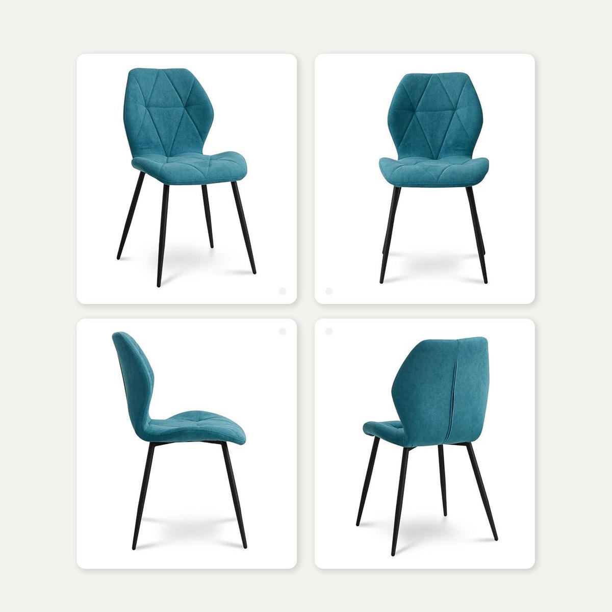 ESSZIMMERSTÜHLE 8er-Set Stoff Seeblau mit Metallbeinen - Türkis, Textil (43/86/47.5cm)