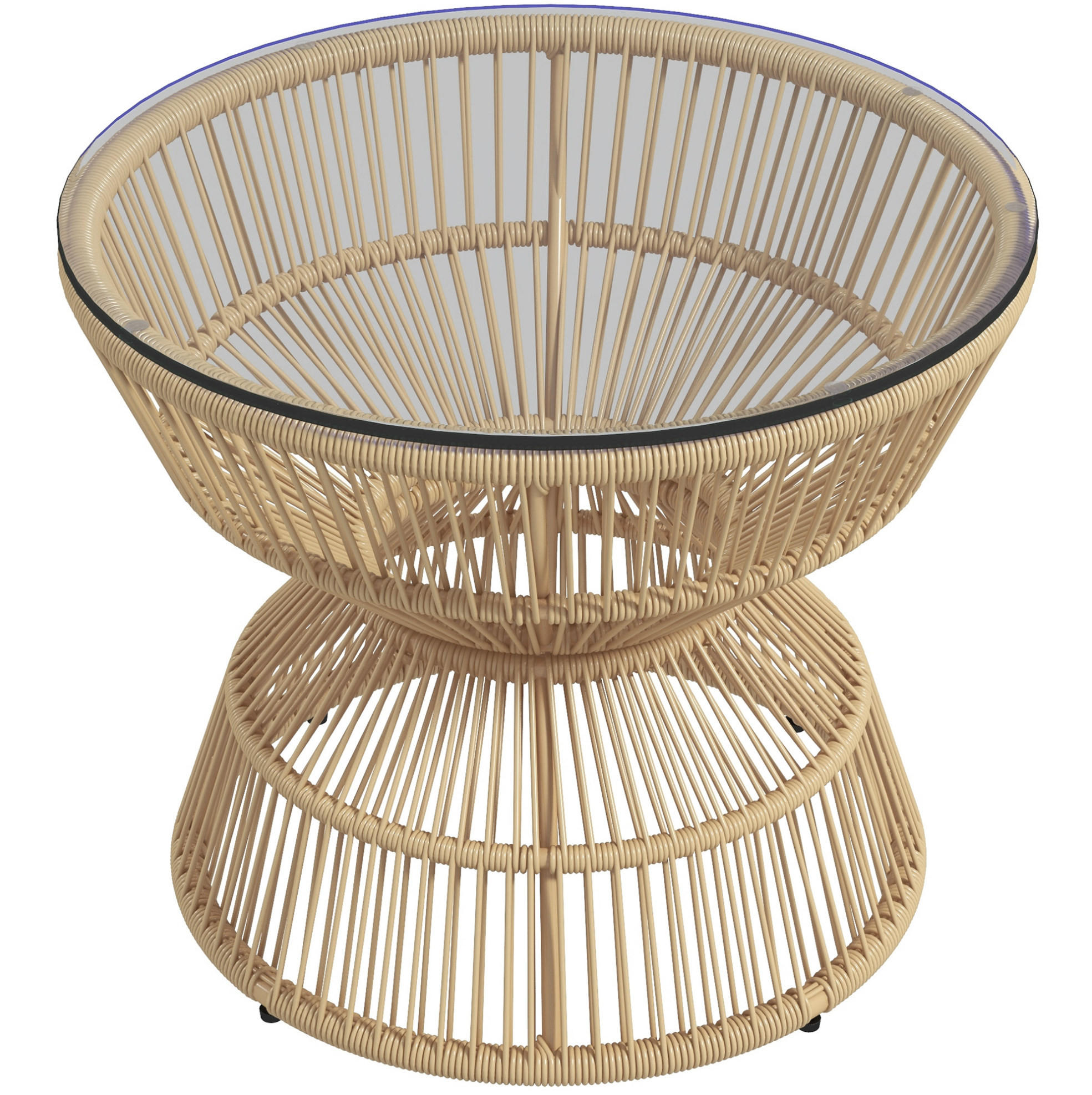 LOUNGETISCH 60/60/50 cm Natur Holzwerkstoff aus Glas mit PE-Rattan-Gestell - Naturfarben, Glas (60/60/50cm) - OKWISH