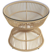 LOUNGETISCH 60/60/50 cm Natur Holzwerkstoff aus Glas mit PE-Rattan-Gestell - Naturfarben, Glas (60/60/50cm) - OKWISH