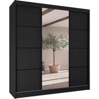 SCHWEBETÜRENSCHRANK Vilo II 200/61/215 schwarz - Schwarz, Holzwerkstoff (200/215/61cm) - Beautysofa