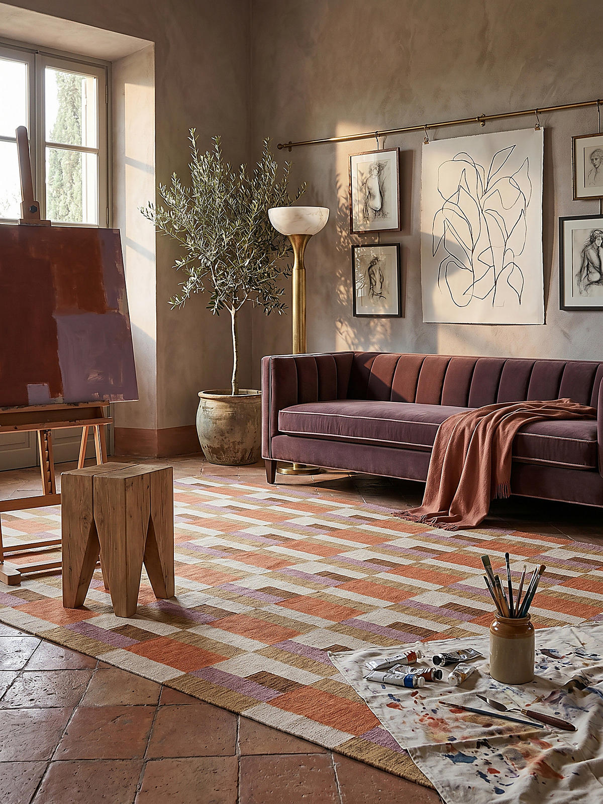 TEPPICH COQUET, geometrisch, Orange-Natur, 155 x 230 cm - Orange, Textil (155/230cm) - KADIMA DESIGN